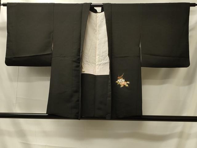 平和屋着物#羽織 短冊枝花文 黒地 金銀彩 正絹 逸品 CABI6110in