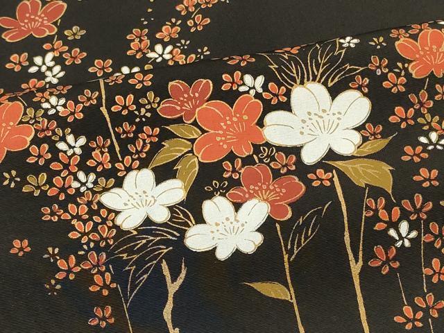 平和屋着物#羽織 枝花文 黒地 金彩 正絹 逸品 CABI6114in