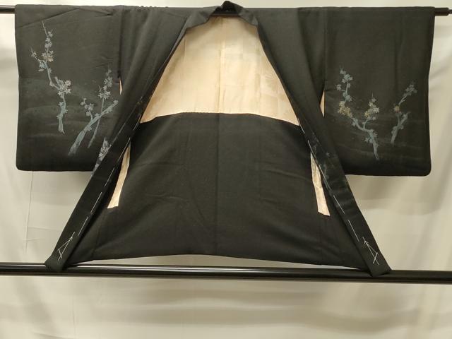 平和屋着物#羽織 寿光織 枝葉文 黒地 金銀糸 正絹 逸品 未使用 CABI6116in