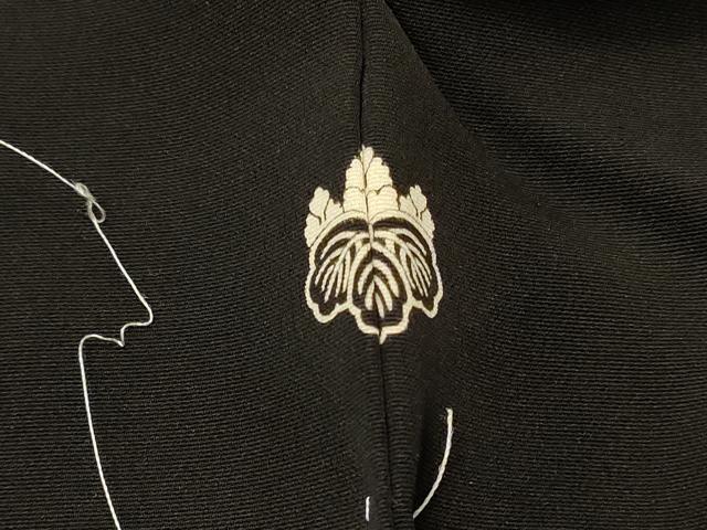 平和屋着物#羽織 寿光織 草花青海波文 黒地 金糸 正絹 逸品 CABI6118in