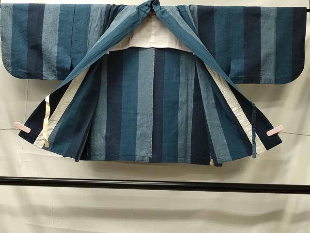 平和屋着物#道中着 紬地 単衣 間道 綿 CABI6119in
