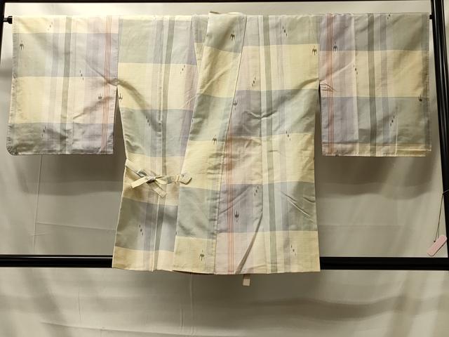 平和屋着物#道中着 紬地 格子 正絹 逸品 CABI6120in