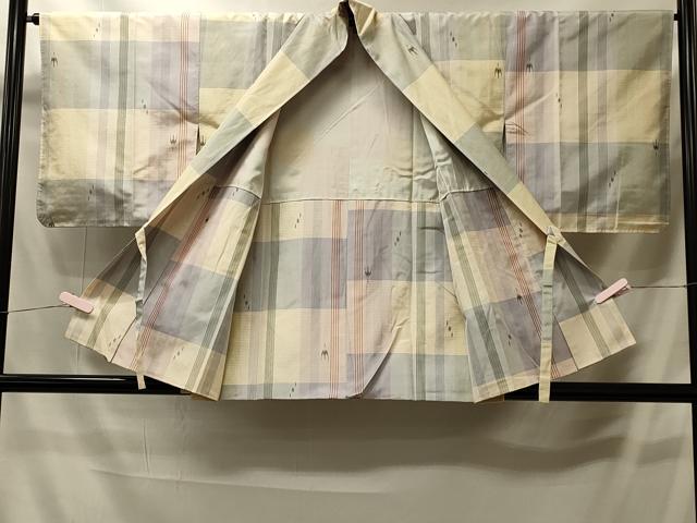 平和屋着物#道中着 紬地 格子 正絹 逸品 CABI6120in