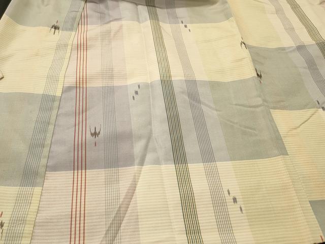平和屋着物#道中着 紬地 格子 正絹 逸品 CABI6120in