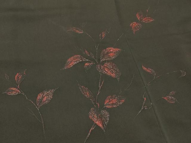 平和屋着物#羽織 枝葉文 黒地 正絹 逸品 CABI6121in