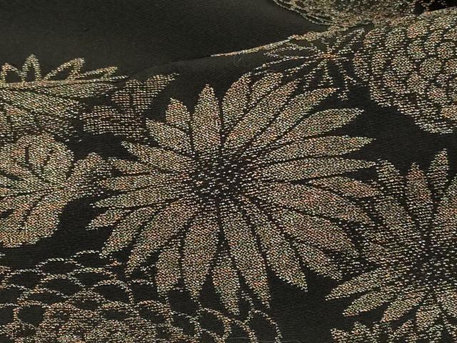 平和屋着物#羽織 寿光織 菊づくし 黒地 金糸 正絹 逸品 CABI6124in