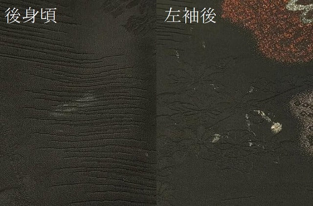 平和屋着物#羽織 寿光織 草花文 黒地 金銀糸 正絹 逸品 CABI6125in