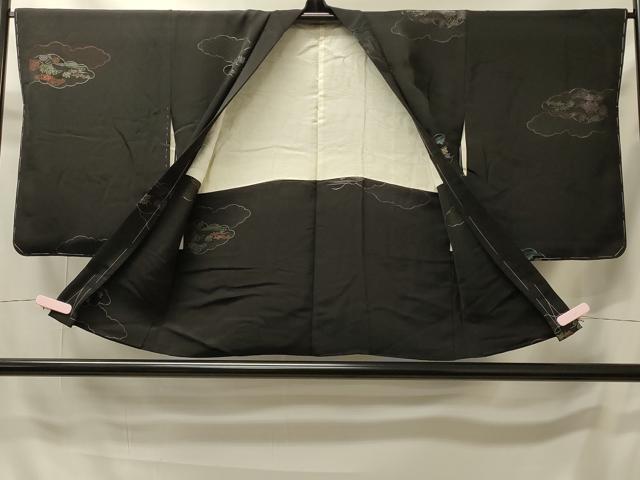 平和屋着物#羽織 寿光織 雲重ね風景文 黒地 金糸 正絹 逸品 未使用 CABI6135in