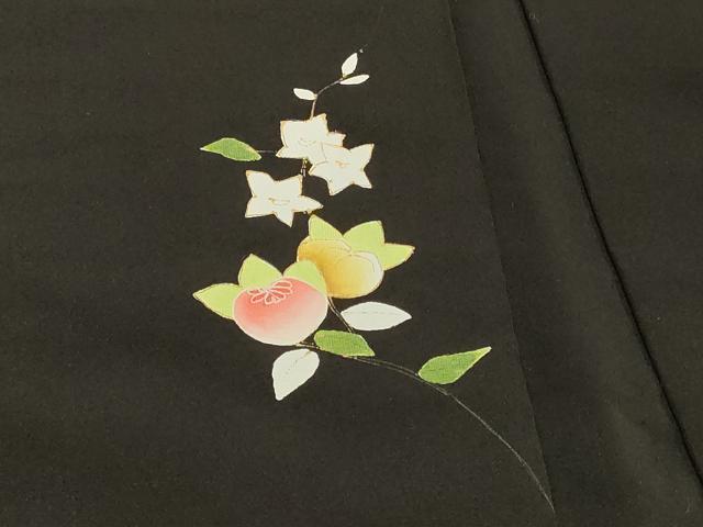 平和屋着物#羽織 扇面草花文 黒地 金彩 正絹 逸品 CABI6141in