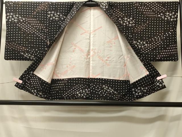 平和屋着物#羽織 絞り 吉祥花文 黒地 正絹 逸品 CABI6146in