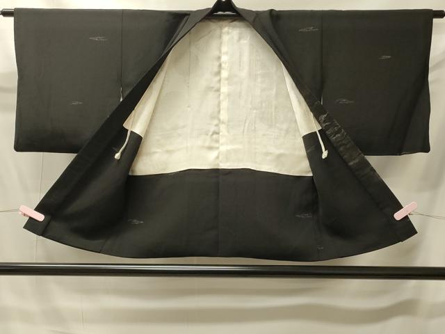 平和屋着物#羽織 寿光織 霞文 黒地 銀糸 正絹 逸品 CABI6154in
