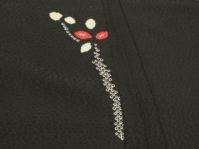 平和屋着物#羽織 絞り 枝花文 黒地 正絹 逸品 CABI6162in