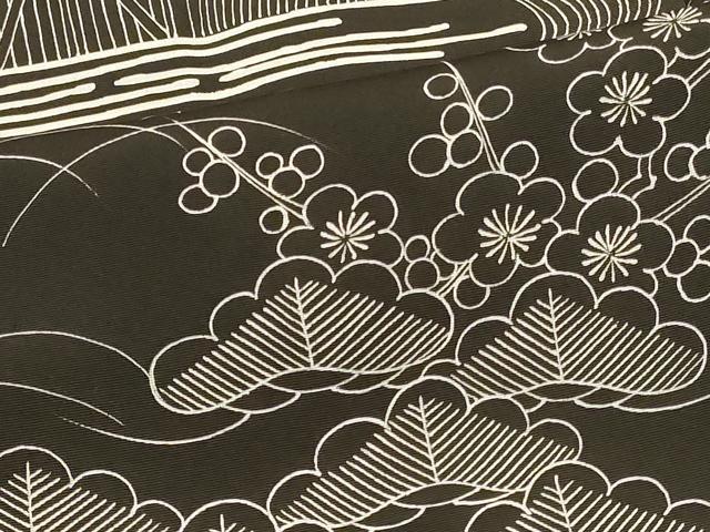 平和屋着物#羽織 流水草花文 黒地 正絹 逸品 未使用 CABI6167in