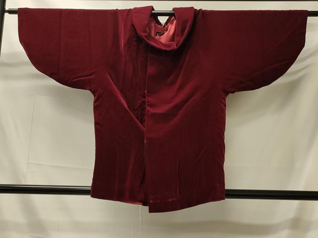 平和屋着物#和装コート 色無地 葡萄色 ベロア CABI6171in