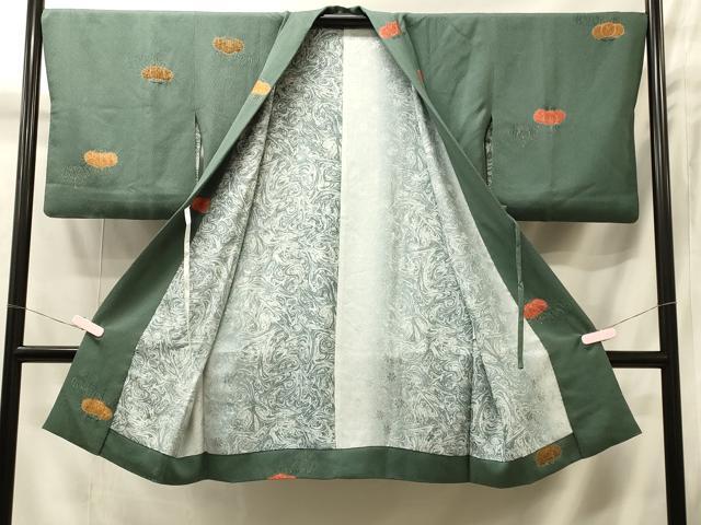 平和屋着物#道中着 絞り 地紋起こし 草花文 金彩 ロング丈 正絹 逸品 CABI6191in