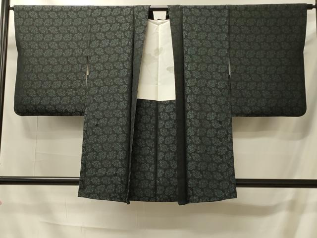 平和屋着物#羽織 草花文 黒地 正絹 逸品 CABI6205in