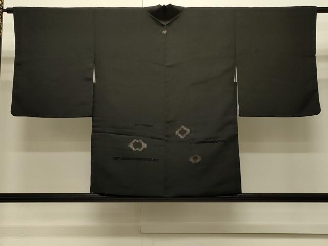平和屋着物∞羽織 抽象文 黒地 正絹 逸品 CABI6223in