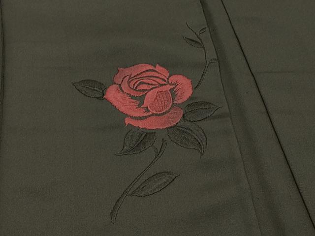 平和屋着物∞羽織 総刺繍 薔薇 バラ 黒地 正絹 逸品 CABI6230in