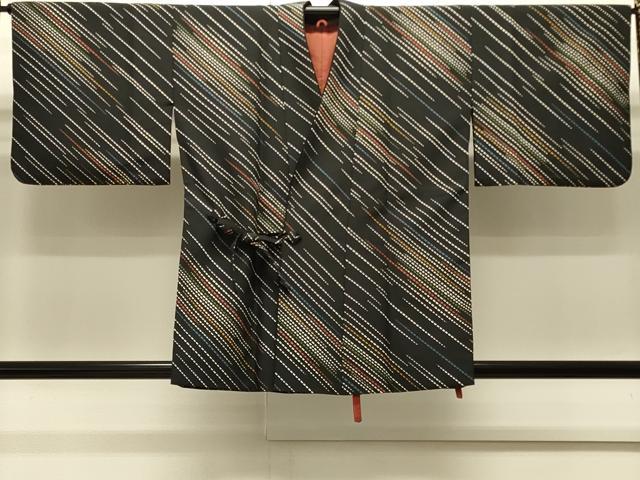 平和屋着物∞道中着 斜線文 黒地 洗える着物 CABI6239in
