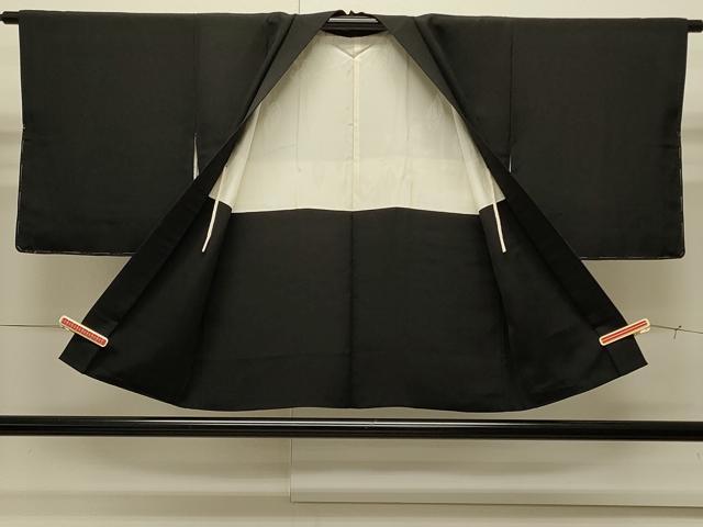 平和屋着物∞羽織 地紙草花文 黒地 正絹 逸品 CABI6242in