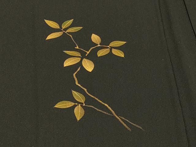 平和屋着物∞羽織 風景枝葉文 黒地 金彩 正絹 逸品 CABI6243in