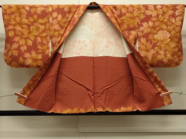 平和屋着物∞羽織 刺繍 ろうけつ染め 草花文 暈し染め 正絹 逸品 未使用 CABI6249in