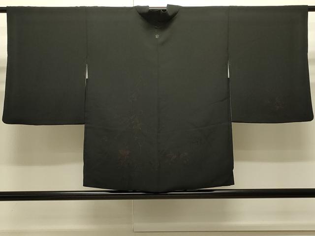 平和屋着物∞羽織 枝花文 黒地 正絹 逸品 CABI6250in