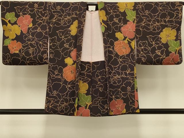 平和屋着物#羽織 ろうけつ染め 草花文 正絹 逸品 CABI6290in