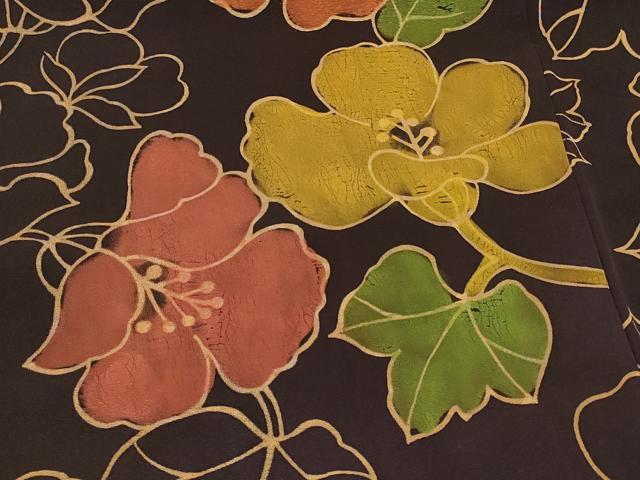 平和屋着物#羽織 ろうけつ染め 草花文 正絹 逸品 CABI6290in