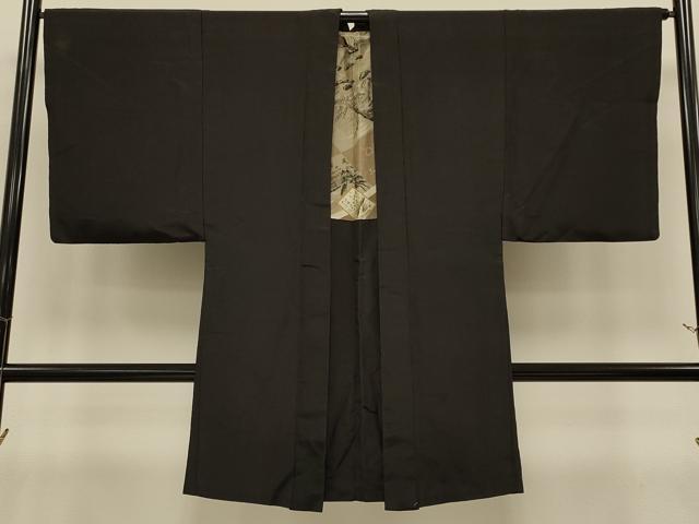 平和屋着物#男性 長羽織 黒地 正絹 逸品 CABI6305in