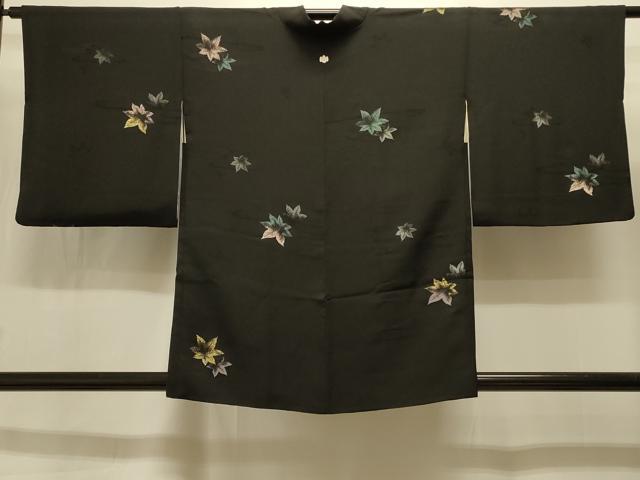 平和屋着物#羽織 寿光織 楓 黒地 金銀糸 正絹 逸品 CABI6313in