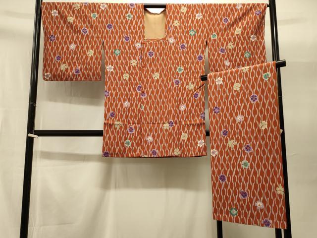 平和屋着物#道行コート 立涌花文 さんび謹製 ショール付き ロング丈 洗える着物 未使用 CABI6322in