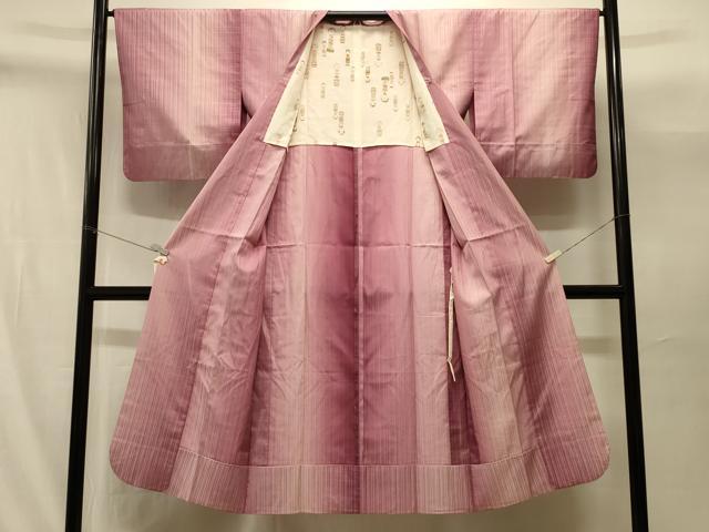 平和屋着物#道行コート 雨コート 単衣 格子 ロング丈 正絹 逸品 CABI6323in