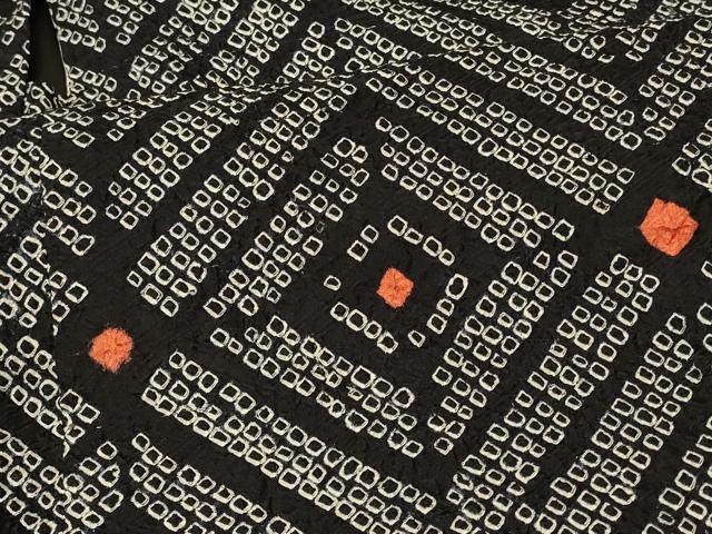 平和屋着物#羽織 総絞り 菱文 黒地 正絹 逸品 CABI6330in