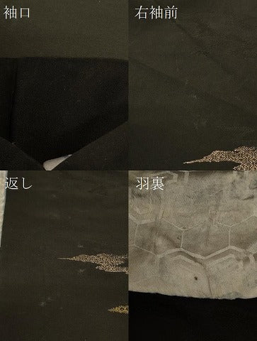 平和屋着物#羽織 寿光織 霞吉祥花文 黒地 金糸 正絹 逸品 CABI6332in