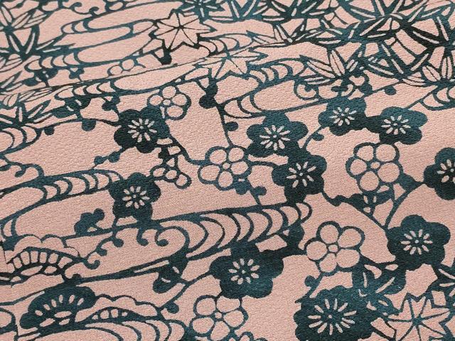 平和屋着物#羽織 型染め 流水草花文 正絹 逸品 未使用 CABI6352in