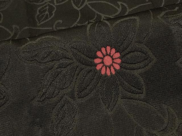 平和屋着物#道行コート 単衣 花唐草文 黒地 ロング丈 正絹 逸品 CABI6359in