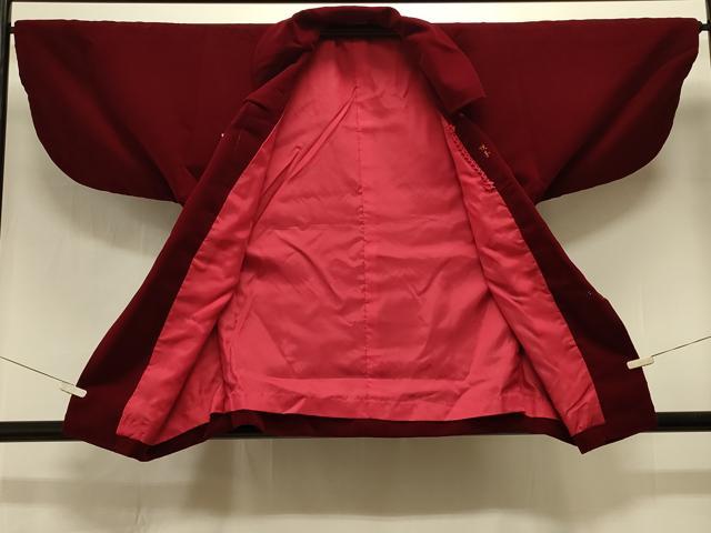 平和屋着物#和装コート 色無地 葡萄色 ベロア CABI6377in