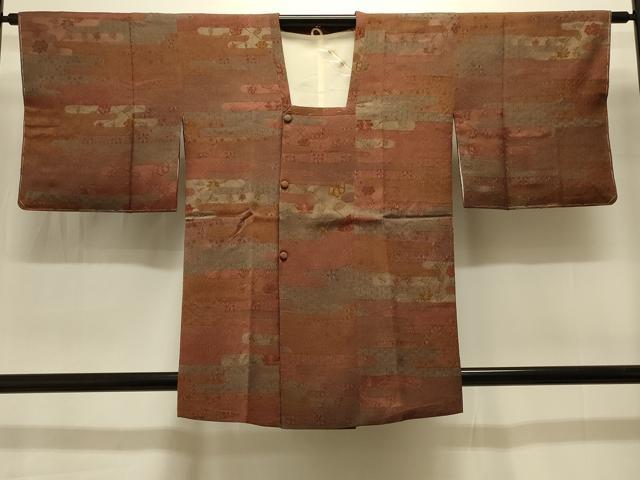 平和屋着物#道行コート 地紋起こし エ霞枝花文 正絹 逸品 未使用 CABI6396in