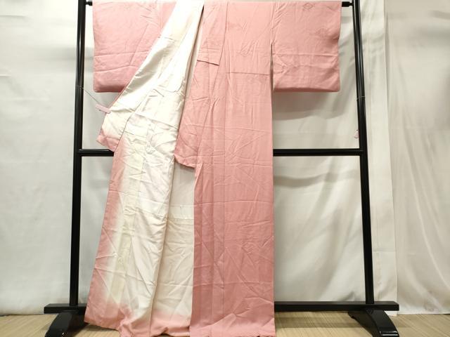 平和屋着物■上質な色無地 菱吉祥花地紋 珊瑚色 正絹 逸品 CABI6424ou