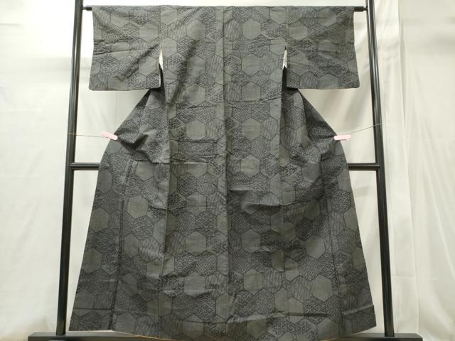 平和屋着物■上質な紬 亀甲吉祥文 正絹 逸品 CABI6432ou