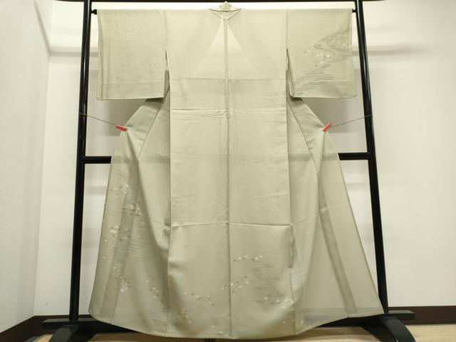 平和屋着物*夏物 訪問着 紗 石畳文 銀彩 正絹 逸品 CABI6441ou