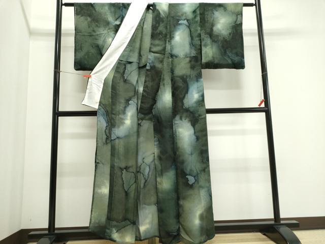 平和屋着物*夏物 小紋 草花紋紗 霞文 暈し染め さが美扱い 正絹 逸品 CABI6443ou