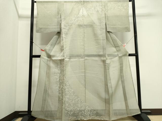 平和屋着物*夏物 訪問着 生紬 紗 草花文 金糸 正絹 逸品 CABI6449ou
