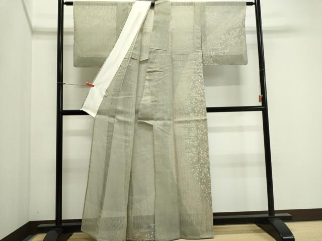 平和屋着物*夏物 訪問着 生紬 紗 草花文 金糸 正絹 逸品 CABI6449ou
