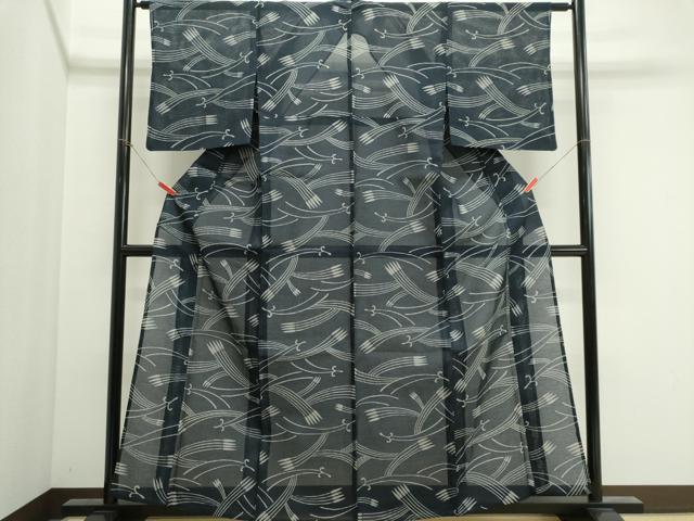 平和屋着物*夏物 小紋・浴衣兼用 絹紅梅 抽象文様 絹綿 逸品 CABI6456ou