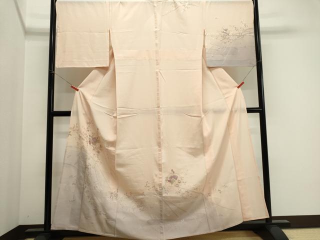 平和屋着物*夏物 中国三大刺繍 スワトウ刺繍 訪問着 絽 雪輪草花文 銀糸 正絹 逸品 CABI6458ou