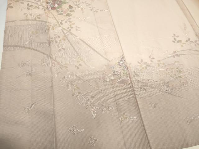 平和屋着物*夏物 中国三大刺繍 スワトウ刺繍 訪問着 絽 雪輪草花文 銀糸 正絹 逸品 CABI6458ou