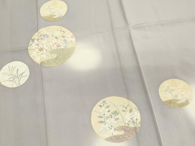 平和屋着物*夏物 訪問着 絽 刺繍 草花丸文 蛍暈し 正絹 逸品 CABI6460ou