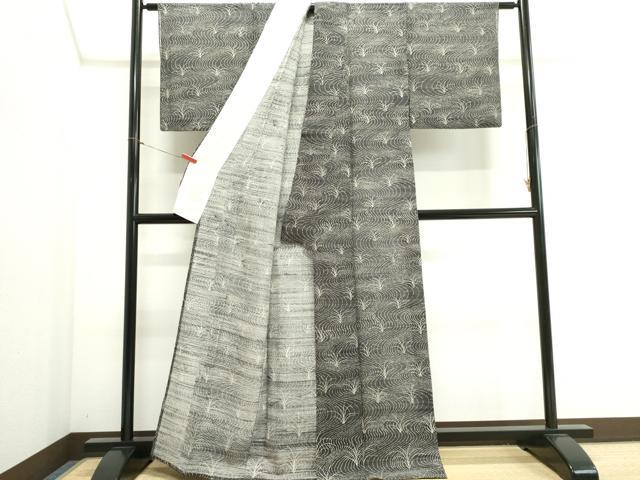 平和屋着物*夏物 小紋 紗紬 流水芝草文 正絹 逸品 CABI6463ou